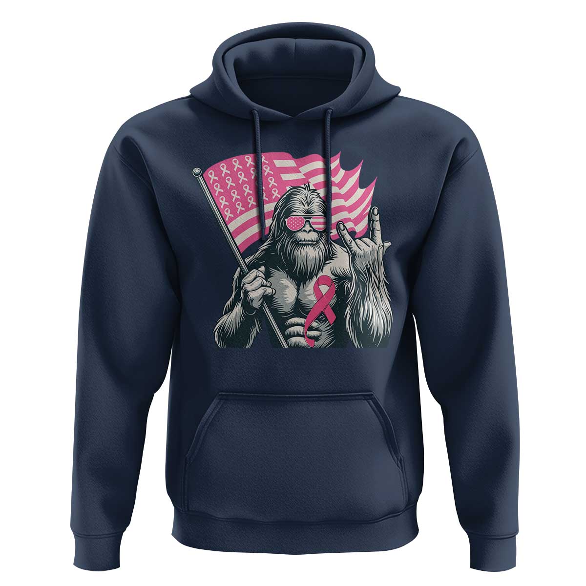 Funny Bigfoot Breast Cancer Awareness Hoodie Sasquatch Pink Ribbon - Wonder Print Shop