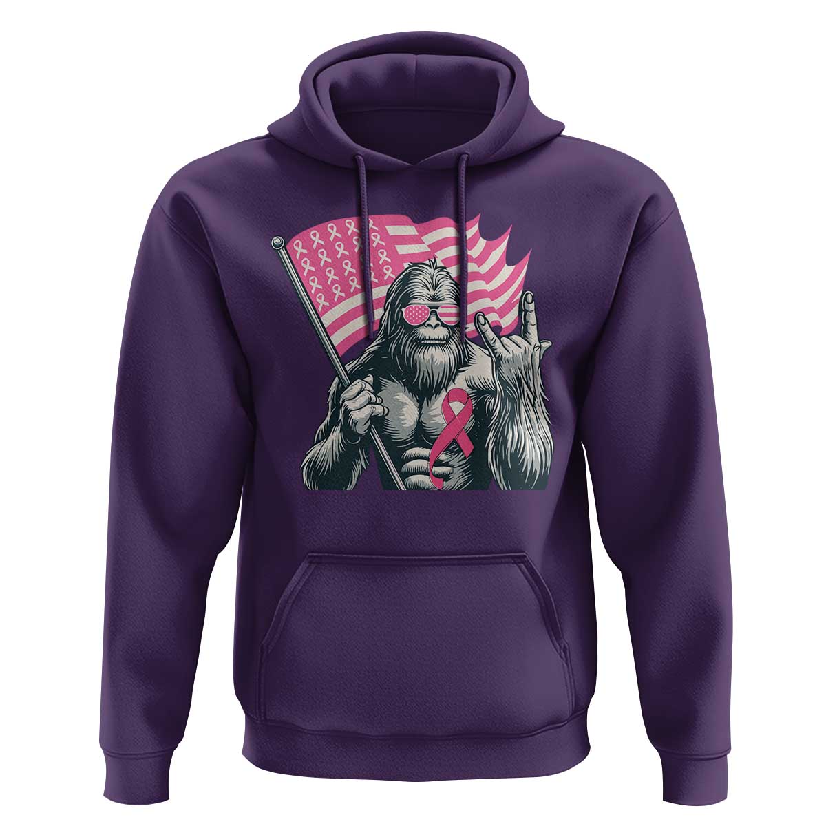 Funny Bigfoot Breast Cancer Awareness Hoodie Sasquatch Pink Ribbon - Wonder Print Shop
