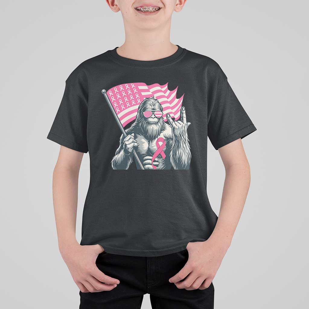 Funny Bigfoot Breast Cancer Awareness T Shirt For Kid Sasquatch Pink Ribbon - Wonder Print Shop