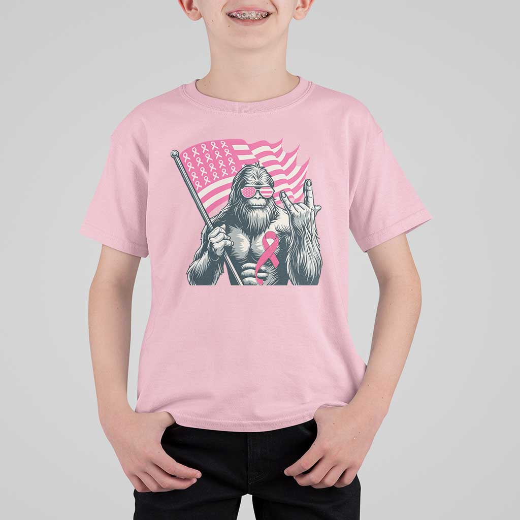 Funny Bigfoot Breast Cancer Awareness T Shirt For Kid Sasquatch Pink Ribbon - Wonder Print Shop