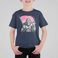 Funny Bigfoot Breast Cancer Awareness T Shirt For Kid Sasquatch Pink Ribbon - Wonder Print Shop