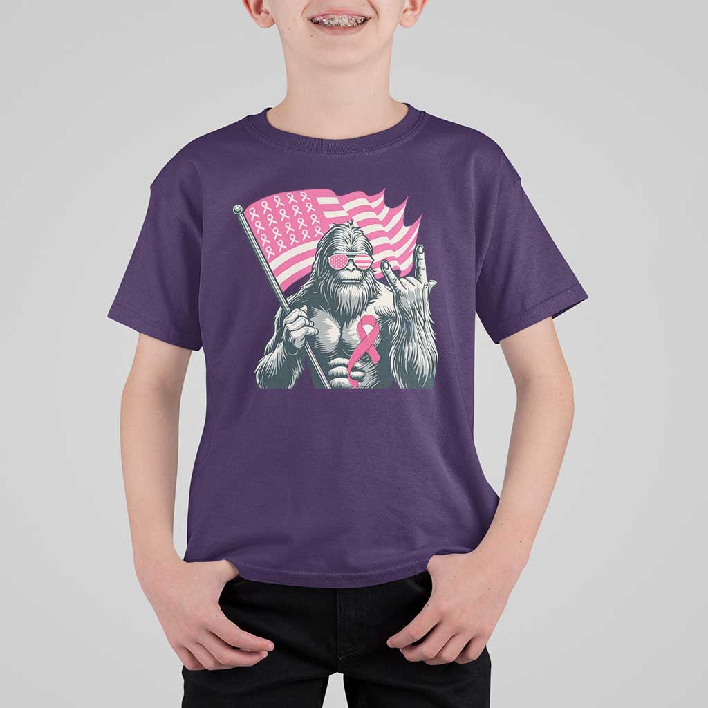 Funny Bigfoot Breast Cancer Awareness T Shirt For Kid Sasquatch Pink Ribbon - Wonder Print Shop