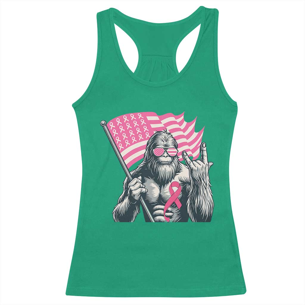 Funny Bigfoot Breast Cancer Awareness Racerback Tank Top Sasquatch Pink Ribbon - Wonder Print Shop