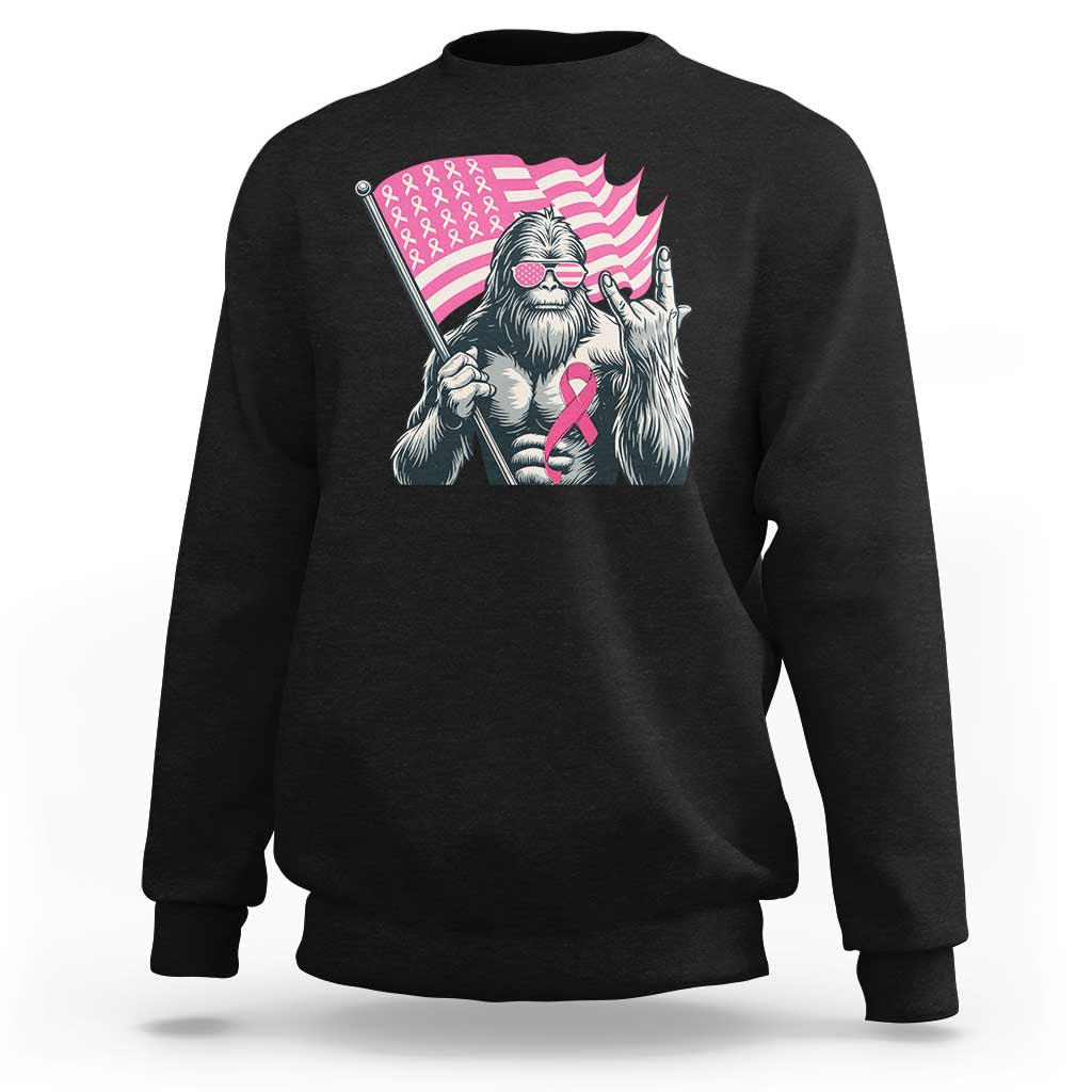 Funny Bigfoot Breast Cancer Awareness Sweatshirt Sasquatch Pink Ribbon - Wonder Print Shop