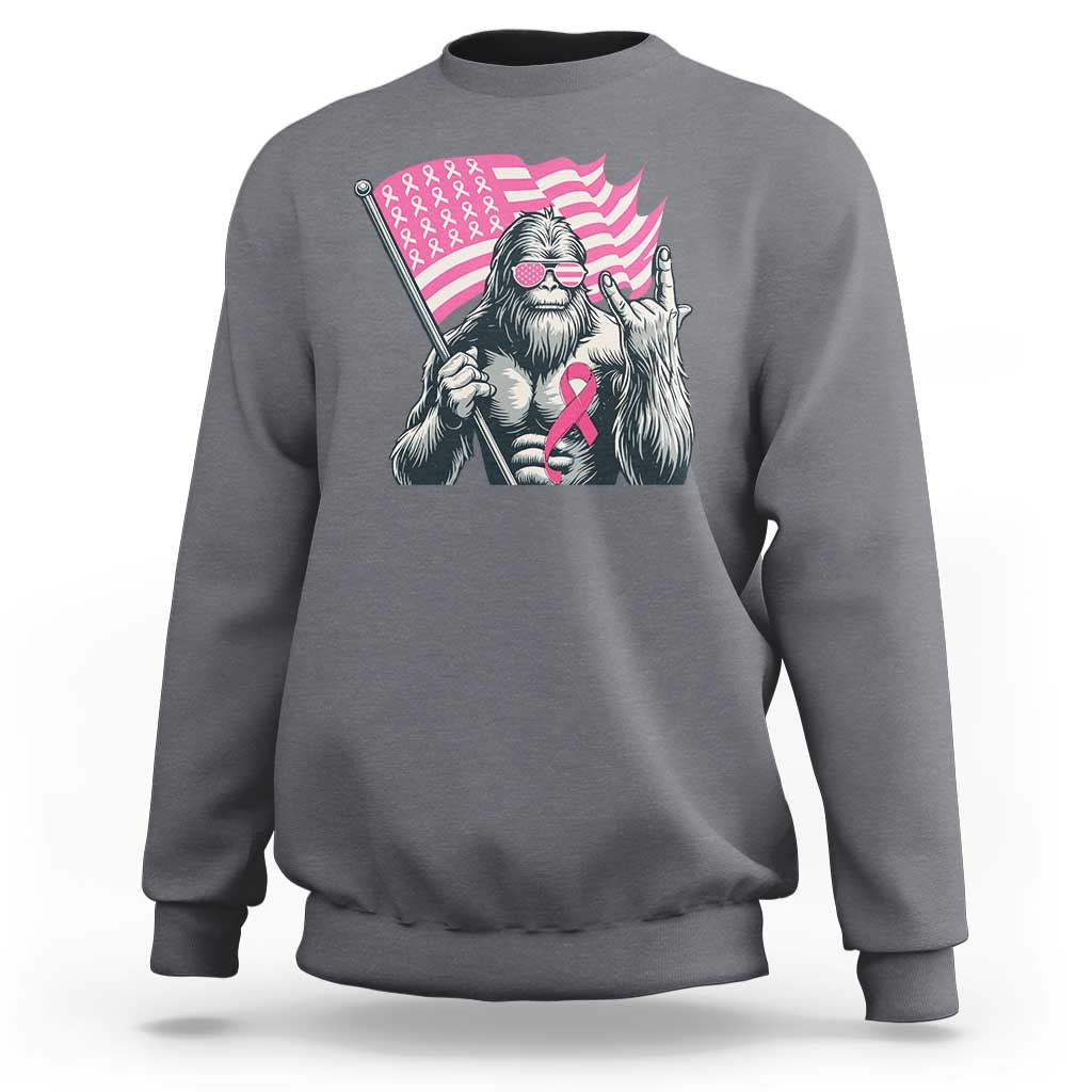 Funny Bigfoot Breast Cancer Awareness Sweatshirt Sasquatch Pink Ribbon - Wonder Print Shop