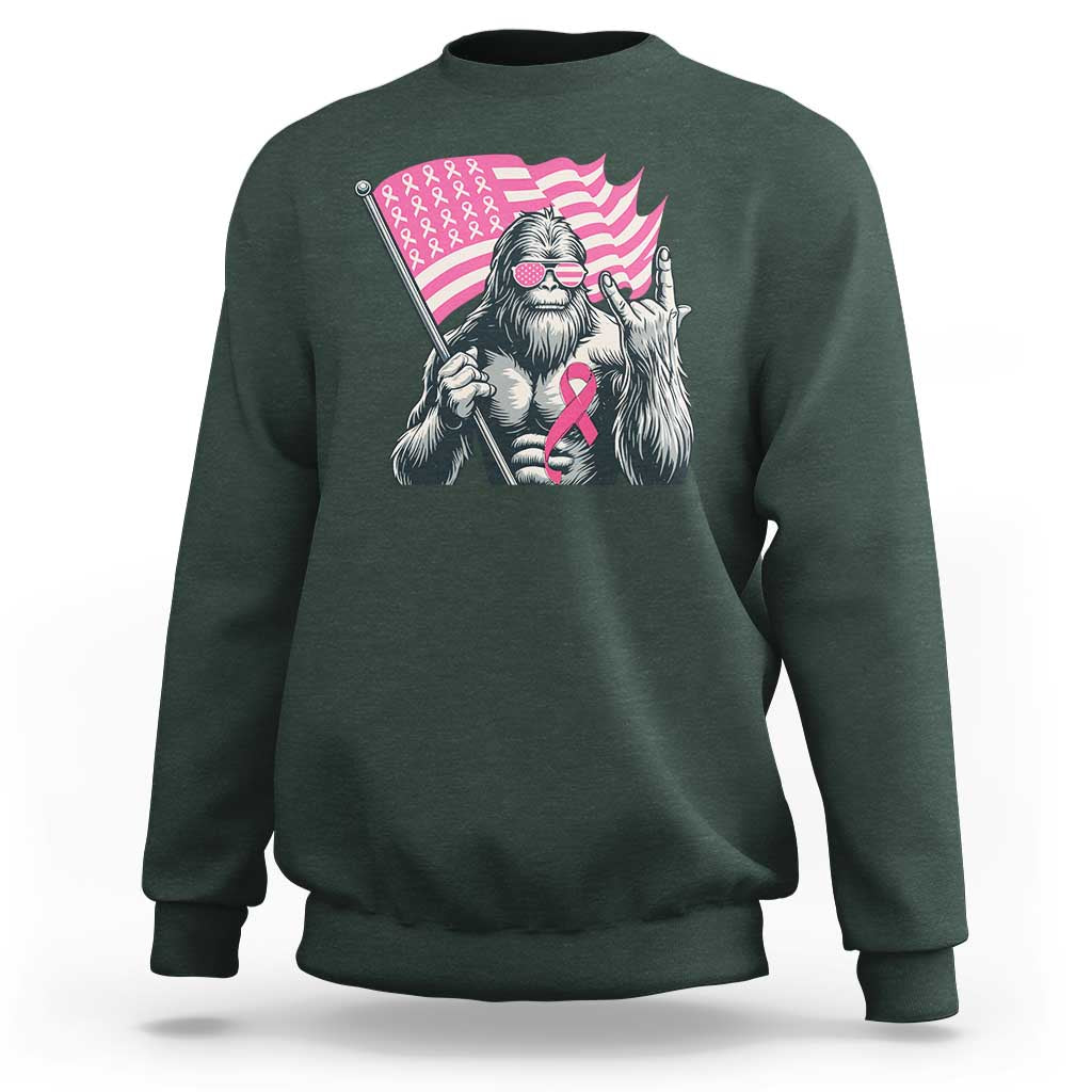 Funny Bigfoot Breast Cancer Awareness Sweatshirt Sasquatch Pink Ribbon - Wonder Print Shop