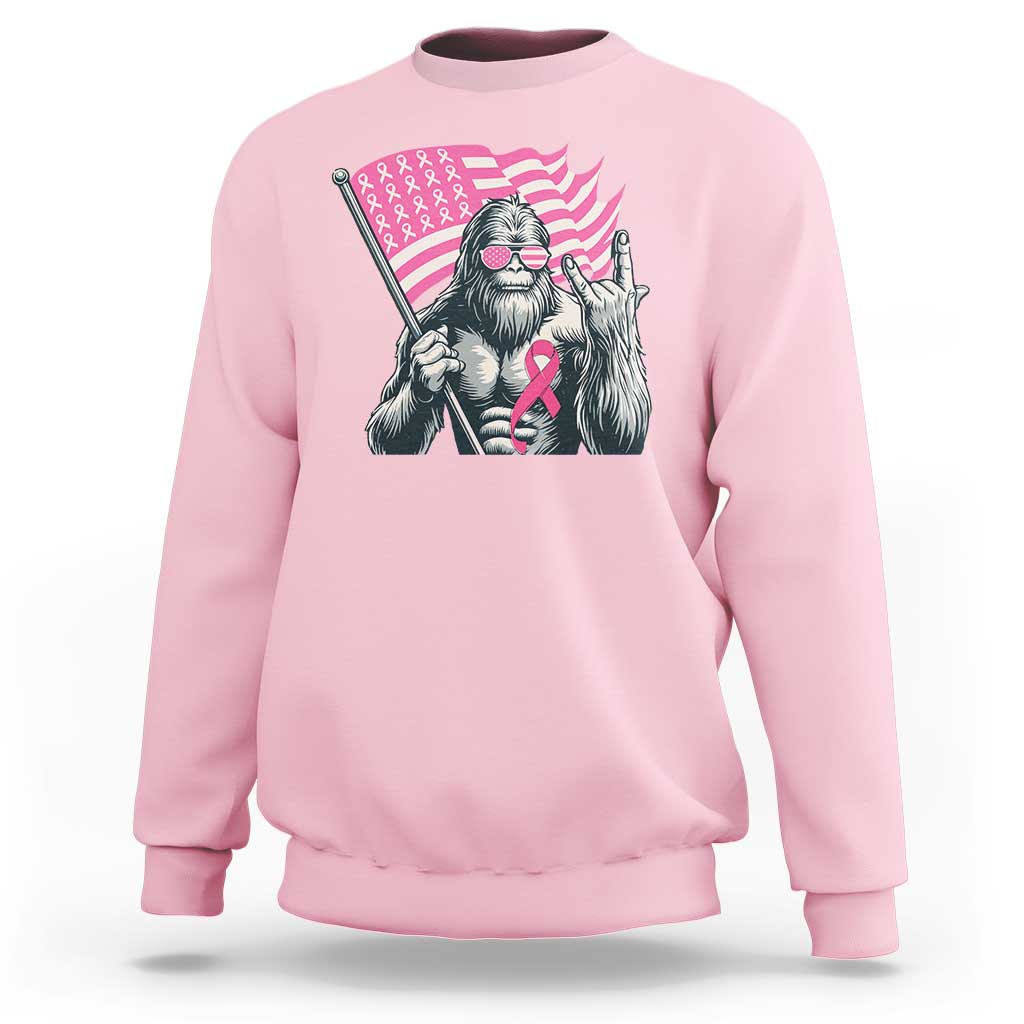 Funny Bigfoot Breast Cancer Awareness Sweatshirt Sasquatch Pink Ribbon - Wonder Print Shop