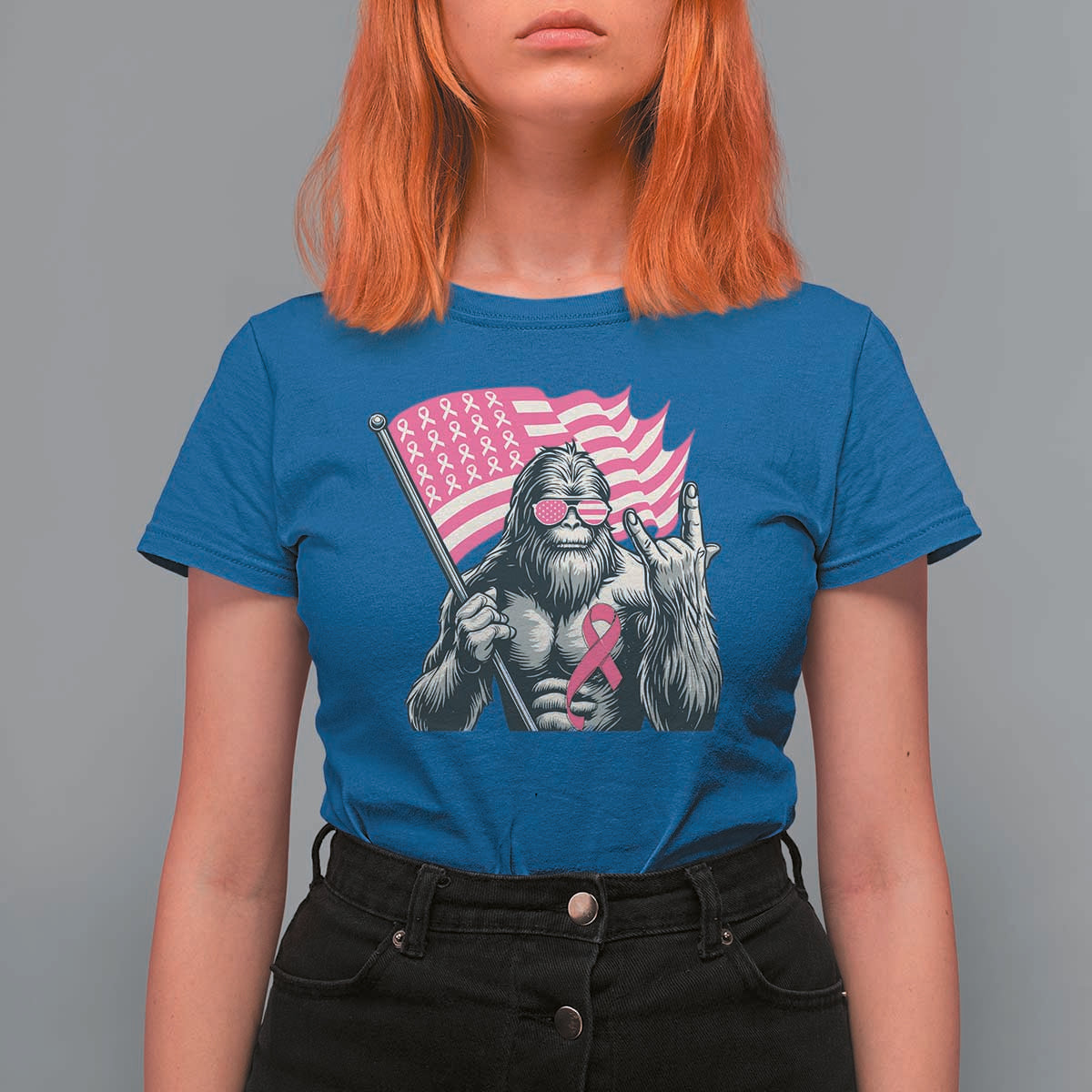 Funny Bigfoot Breast Cancer Awareness T Shirt For Women Sasquatch Pink Ribbon - Wonder Print Shop