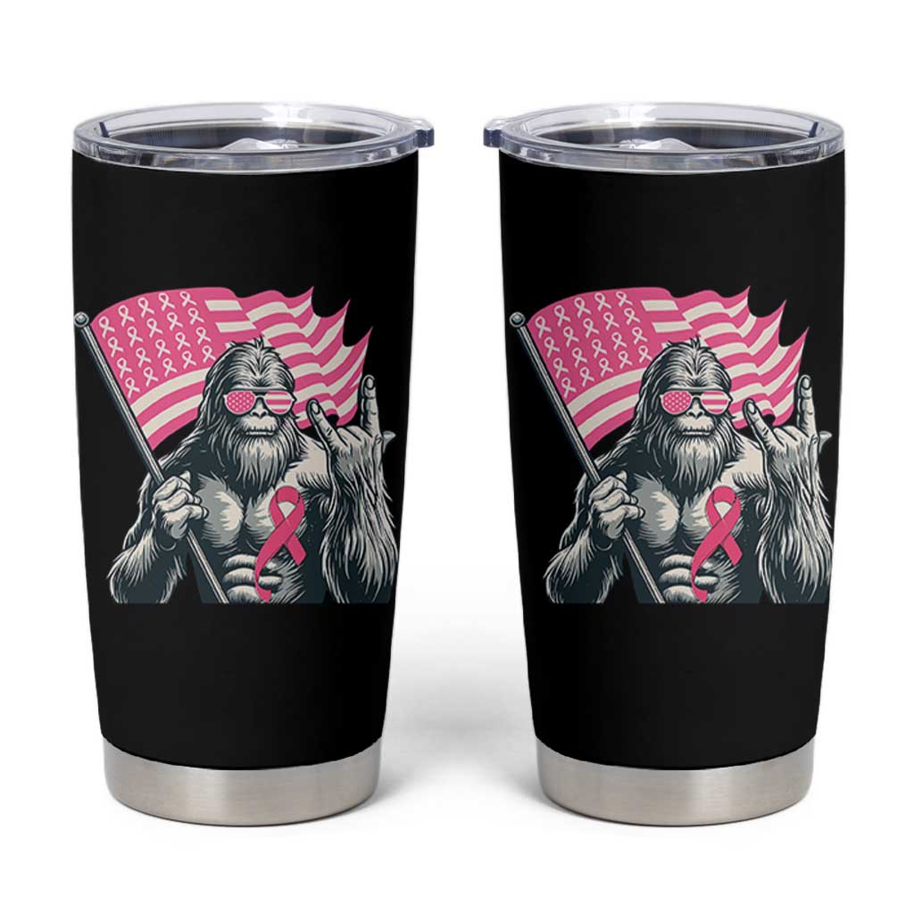 Funny Bigfoot Breast Cancer Awareness Tumbler Cup Sasquatch Pink Ribbon - Wonder Print Shop