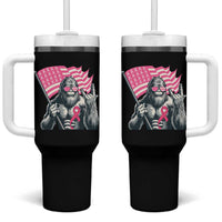 Funny Bigfoot Breast Cancer Awareness Tumbler With Handle Sasquatch Pink Ribbon - Wonder Print Shop
