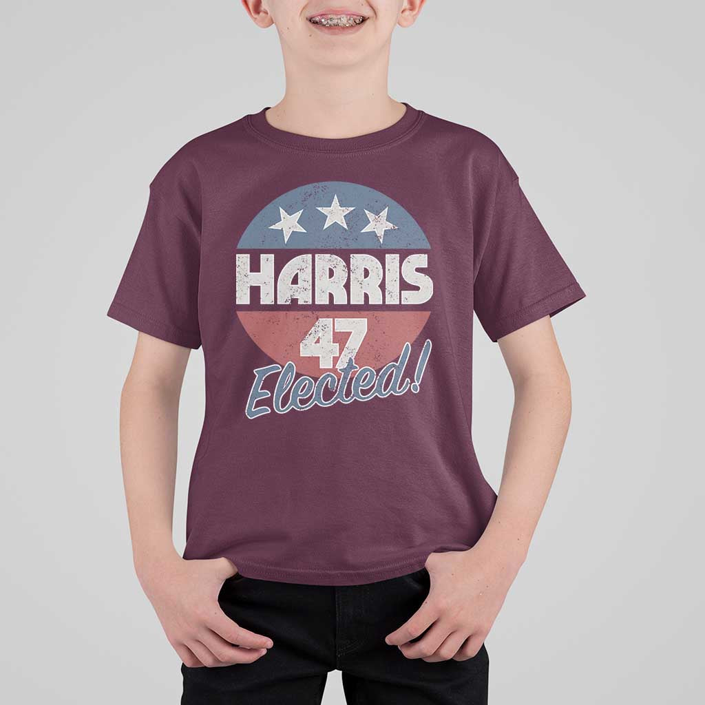 Harris For President T Shirt For Kid Harris Elected 47 American Flag - Wonder Print Shop