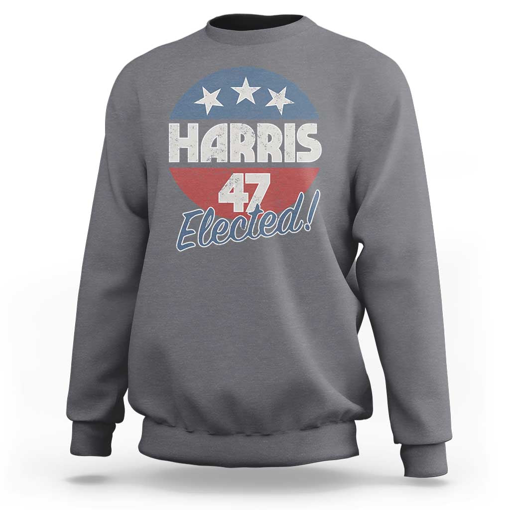 Harris For President Sweatshirt Harris Elected 47 American Flag - Wonder Print Shop