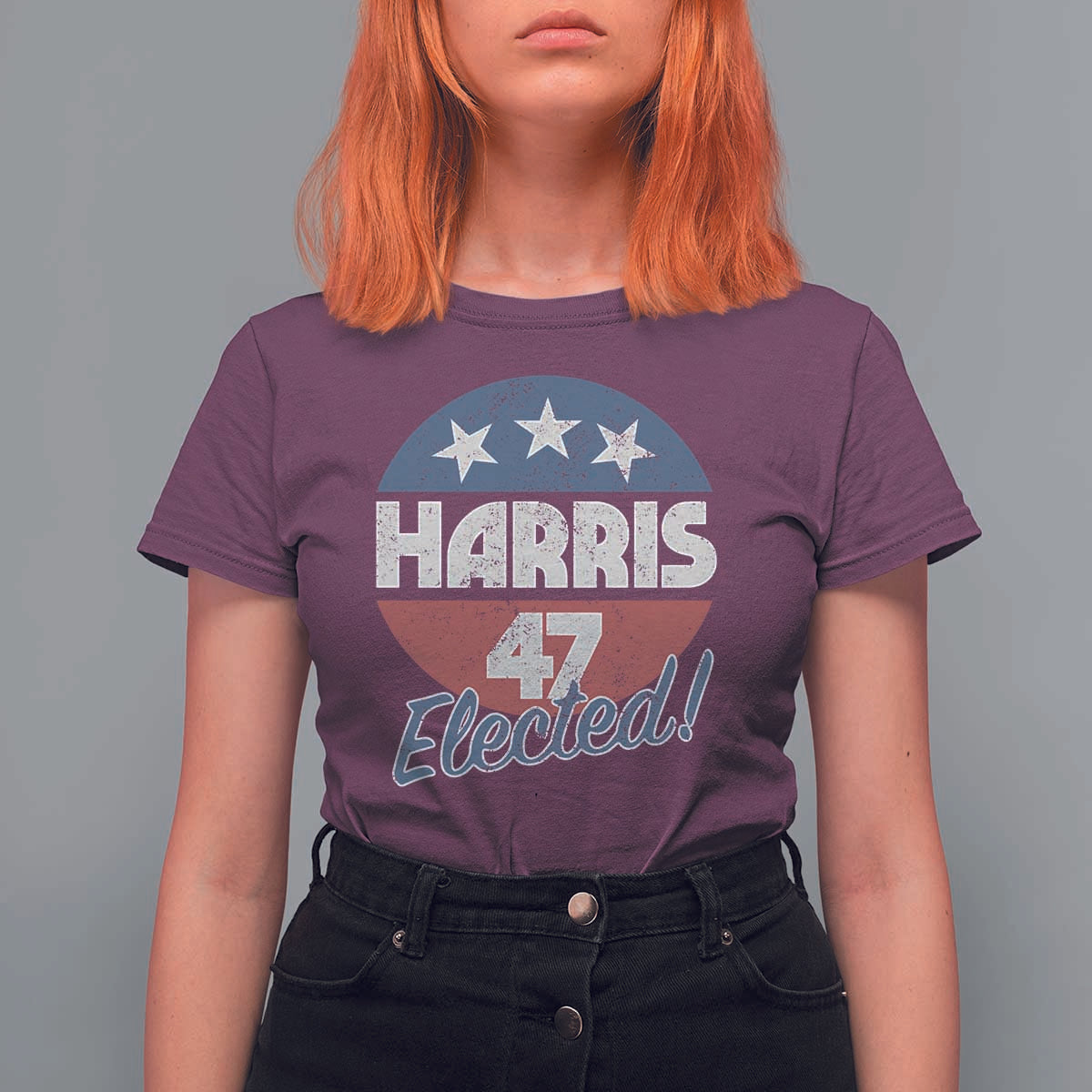 Harris For President T Shirt For Women Harris Elected 47 American Flag - Wonder Print Shop
