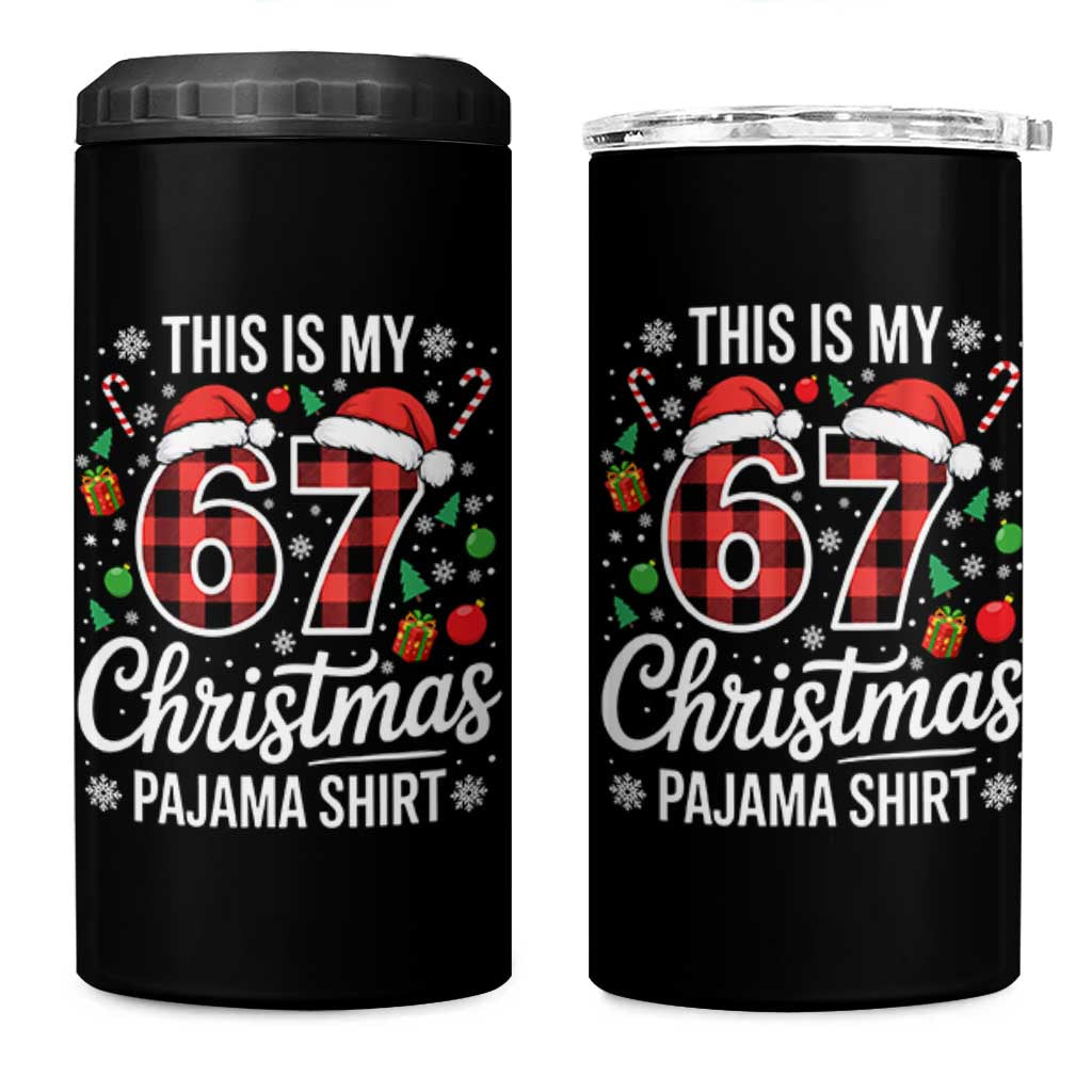 This Is My 67 Christmas Pajama 4 in 1 Can Cooler Tumbler Six Seven Meme Xmas - Wonder Print Shop