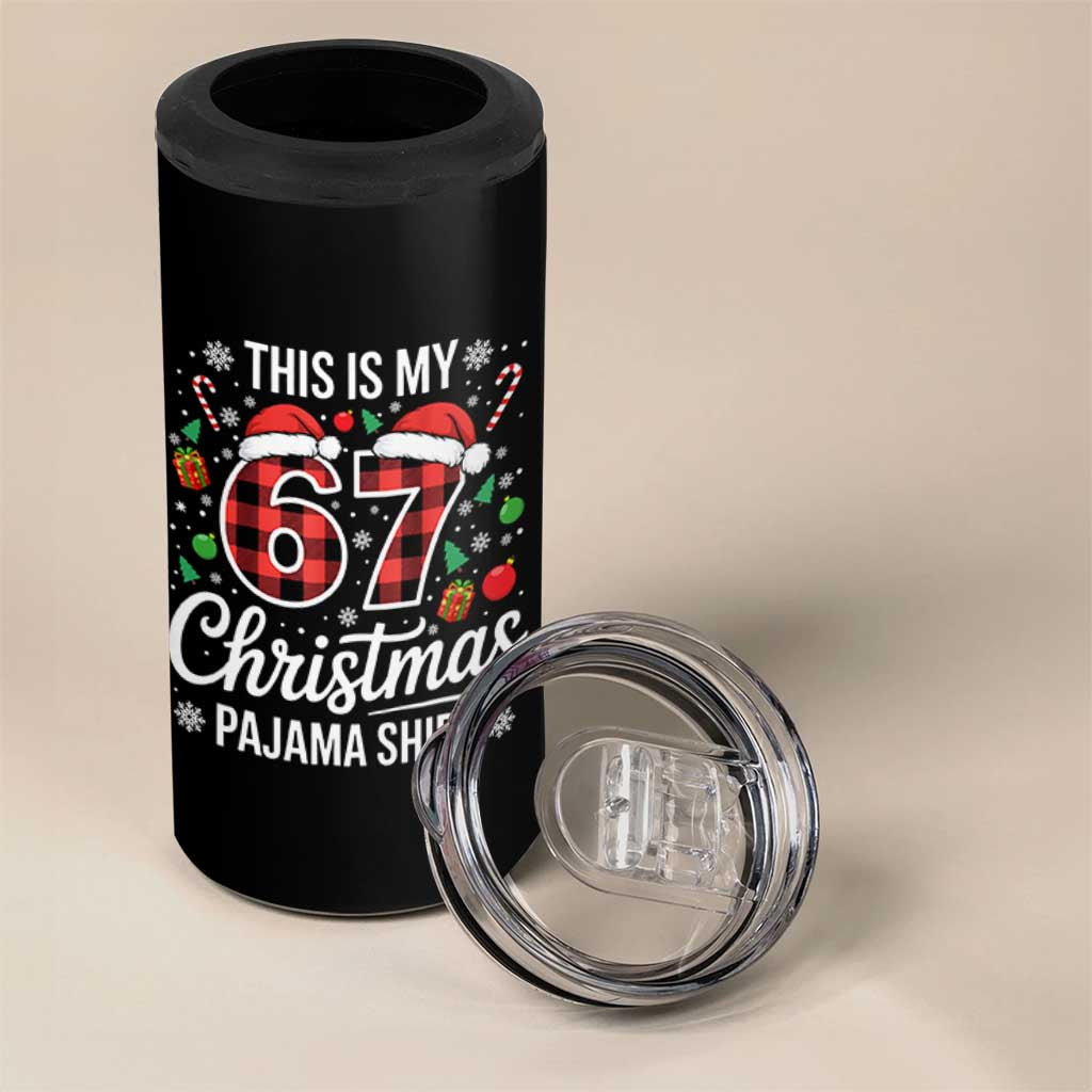 This Is My 67 Christmas Pajama 4 in 1 Can Cooler Tumbler Six Seven Meme Xmas - Wonder Print Shop