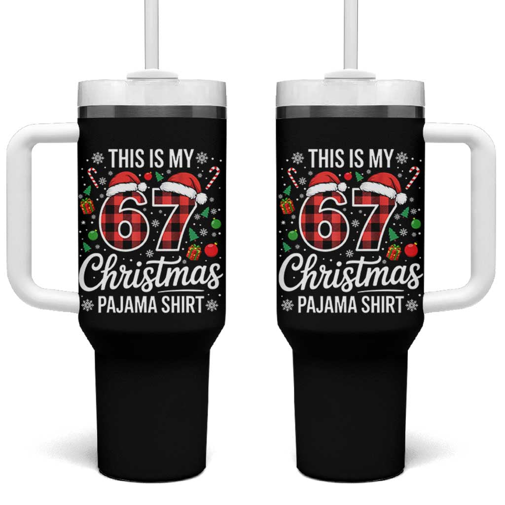 This Is My 67 Christmas Pajama Tumbler With Handle Six Seven Meme Xmas - Wonder Print Shop
