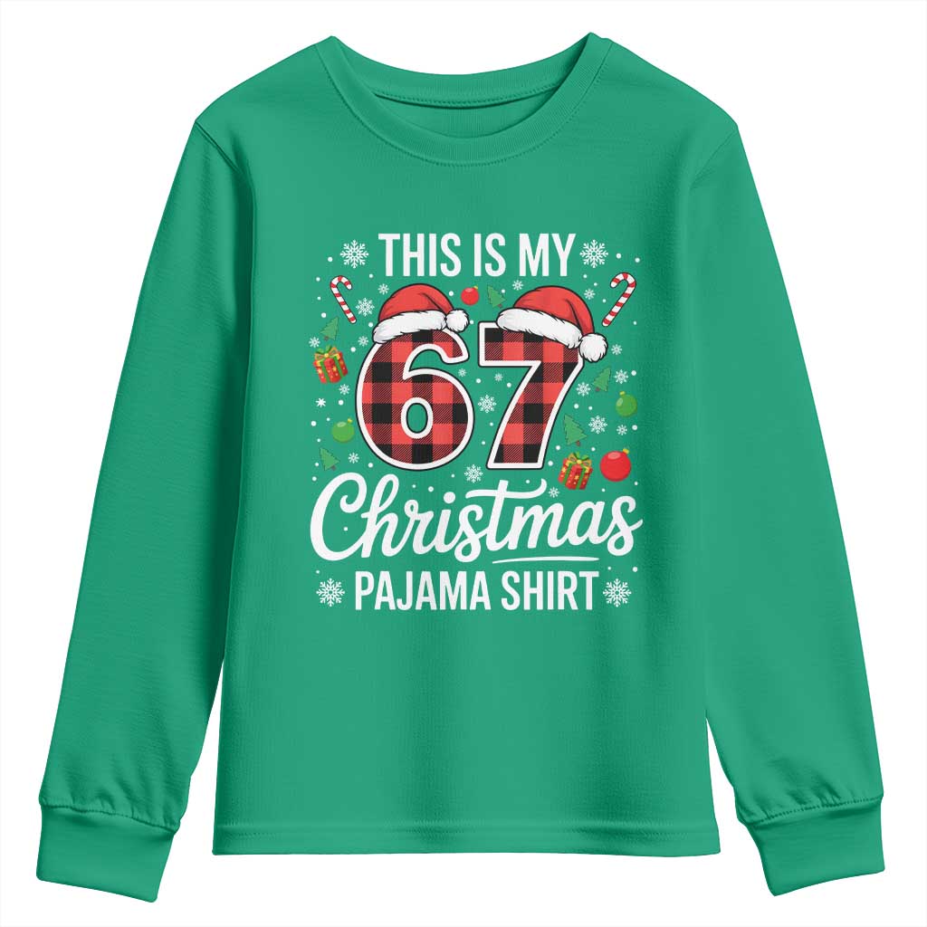 This Is My 67 Christmas Pajama Youth Sweatshirt Six Seven Meme Xmas - Wonder Print Shop