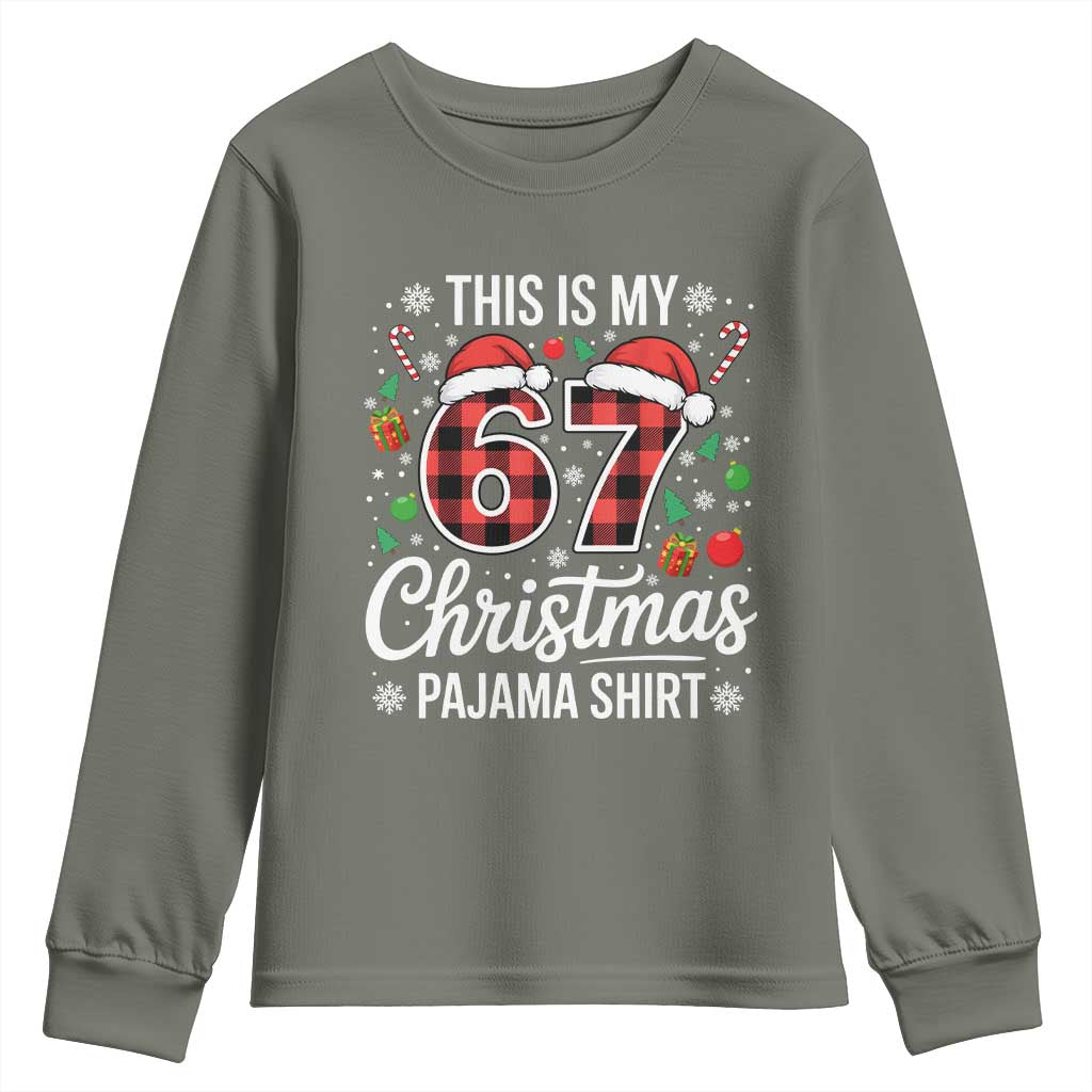 This Is My 67 Christmas Pajama Youth Sweatshirt Six Seven Meme Xmas - Wonder Print Shop