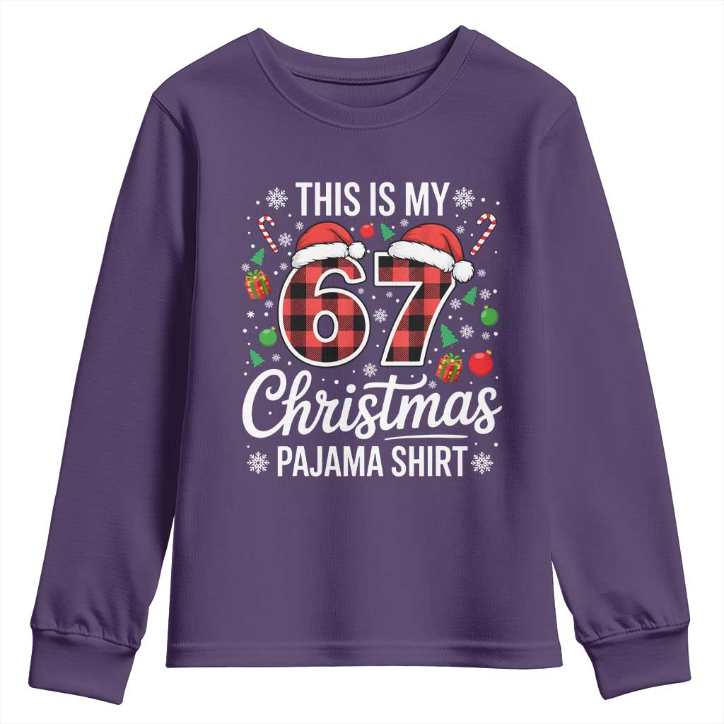 This Is My 67 Christmas Pajama Youth Sweatshirt Six Seven Meme Xmas - Wonder Print Shop