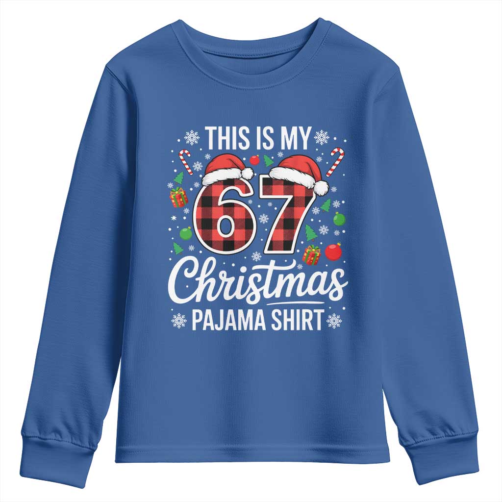 This Is My 67 Christmas Pajama Youth Sweatshirt Six Seven Meme Xmas - Wonder Print Shop