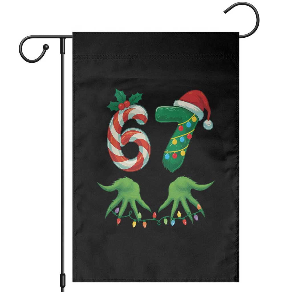 Funny Six Seven Christmas 67 Meme Gen Alpha Slang Elf Hands Garden Flag - Wonder Print Shop