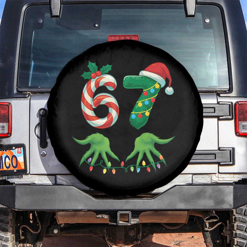 Funny Six Seven Christmas 67 Meme Gen Alpha Slang Elf Hands Spare Tire Cover - Wonder Print Shop