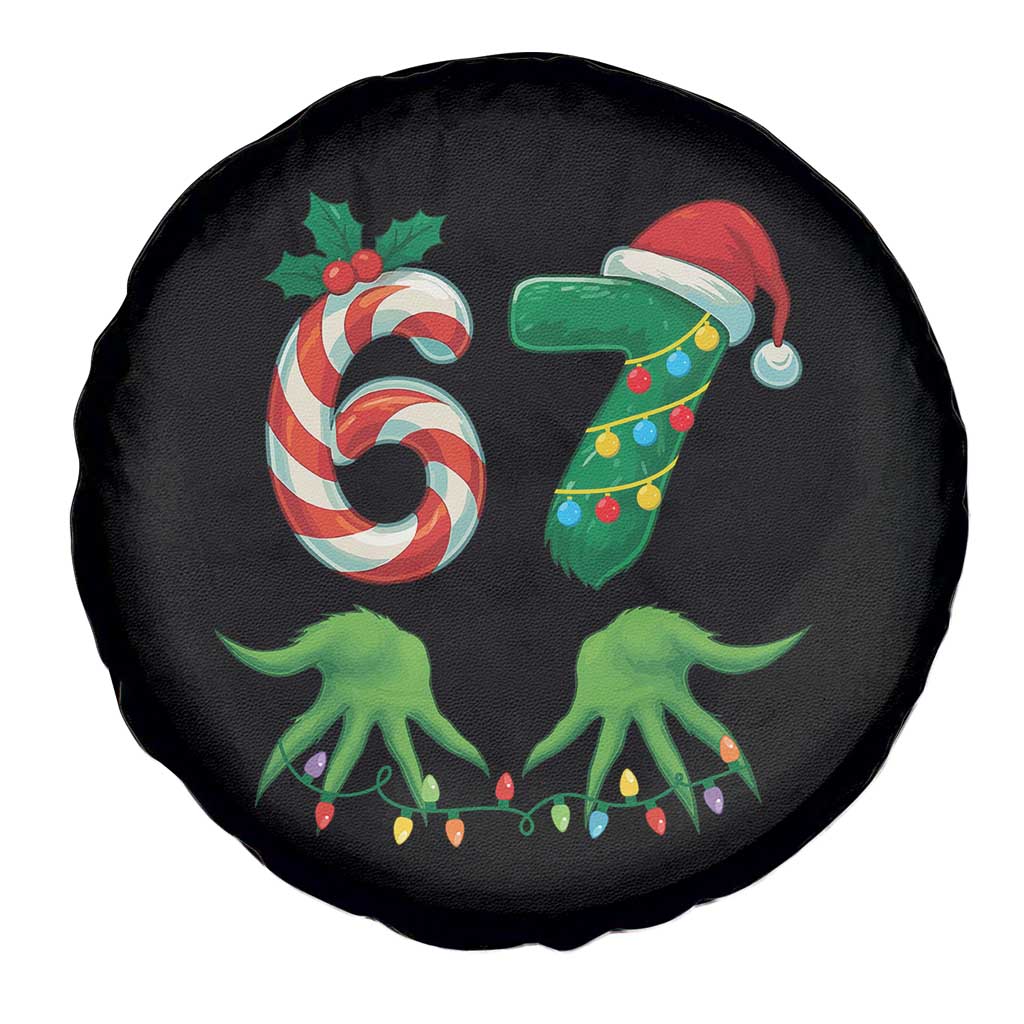 Funny Six Seven Christmas 67 Meme Gen Alpha Slang Elf Hands Spare Tire Cover - Wonder Print Shop