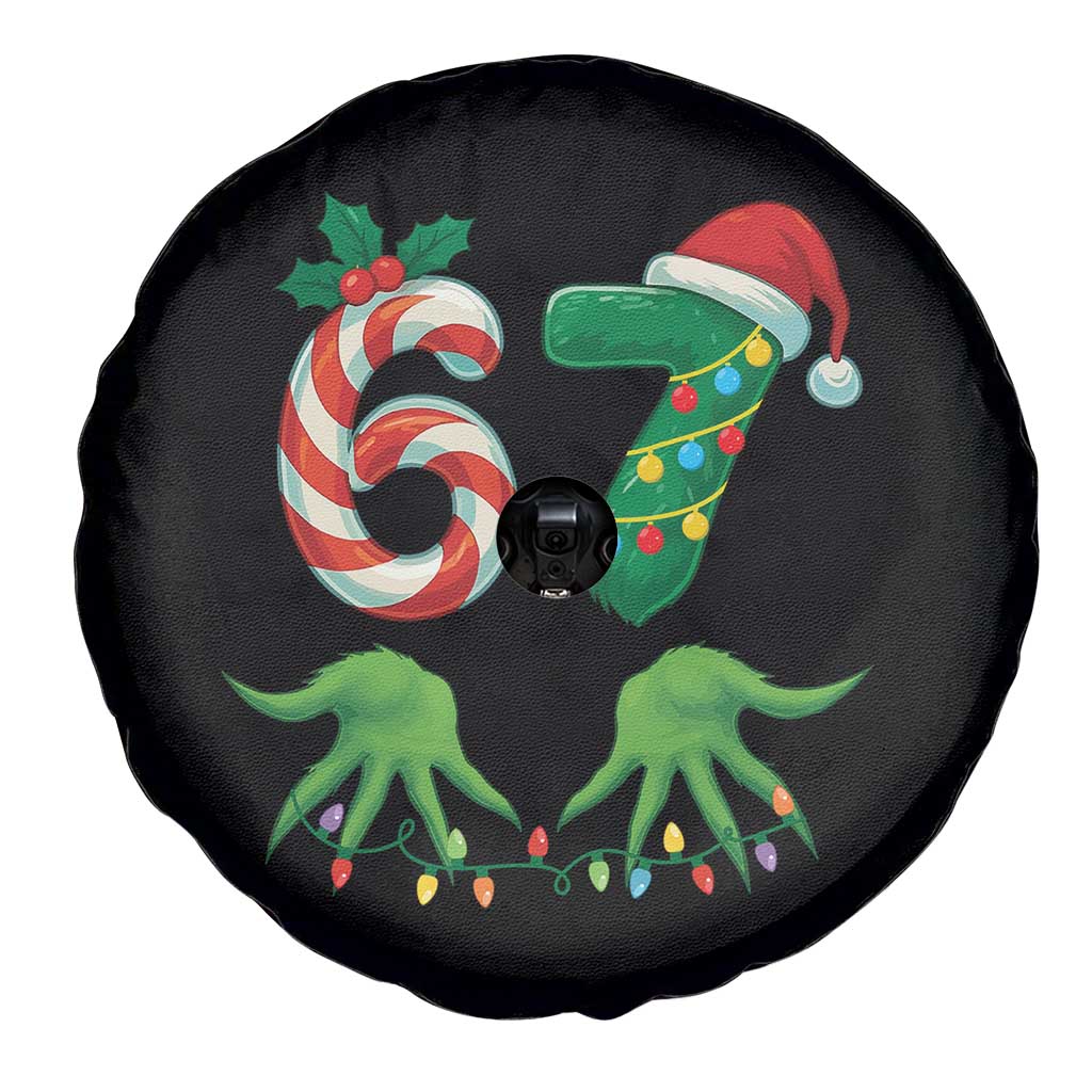 Funny Six Seven Christmas 67 Meme Gen Alpha Slang Elf Hands Spare Tire Cover - Wonder Print Shop