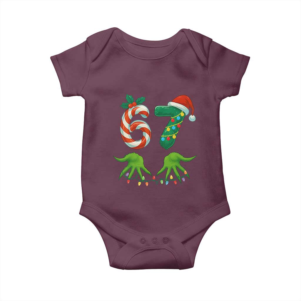 Funny Six Seven Christmas 67 Meme Gen Alpha Slang Elf Hands Baby Onesie - Wonder Print Shop