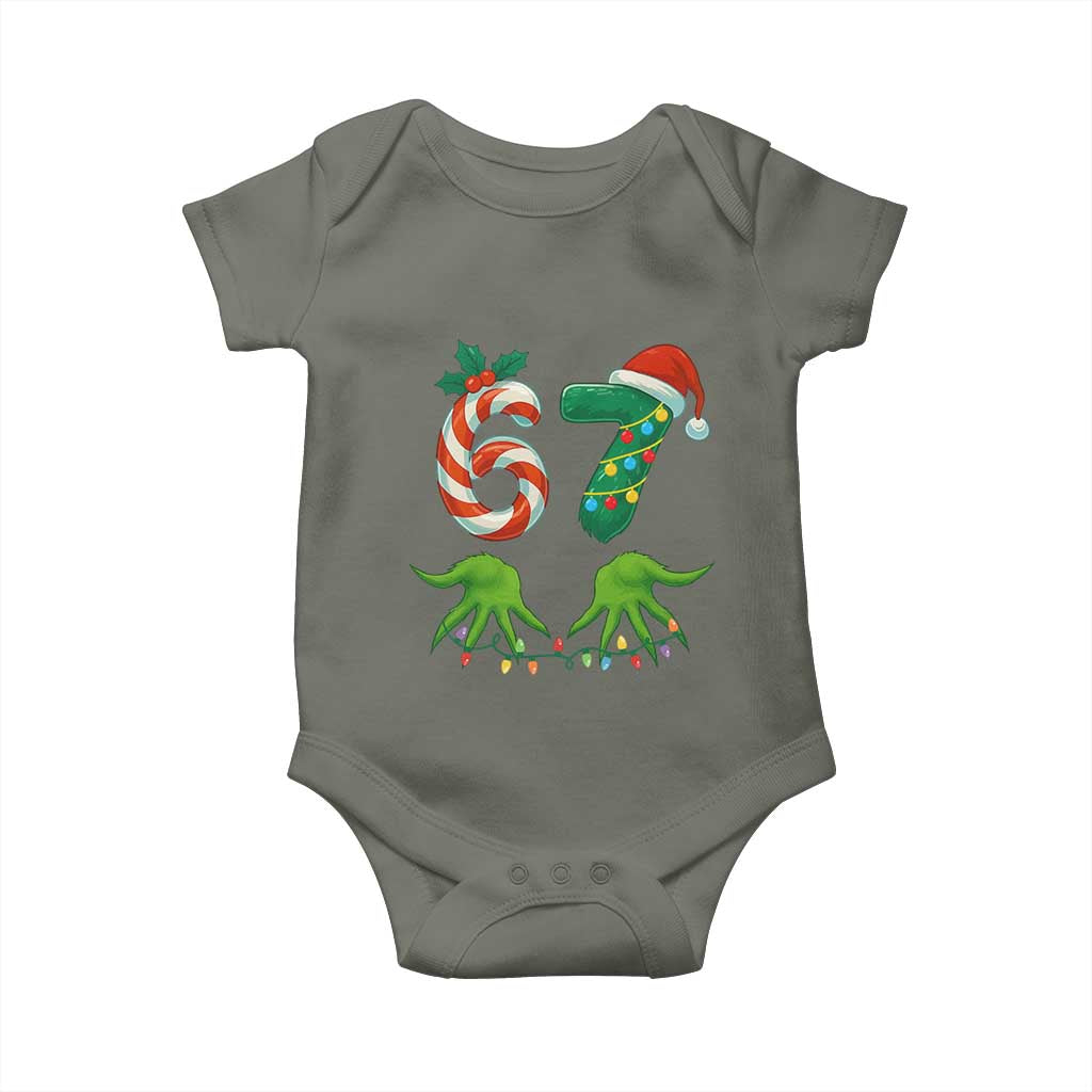 Funny Six Seven Christmas 67 Meme Gen Alpha Slang Elf Hands Baby Onesie - Wonder Print Shop