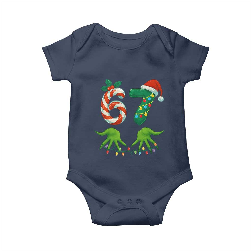 Funny Six Seven Christmas 67 Meme Gen Alpha Slang Elf Hands Baby Onesie - Wonder Print Shop