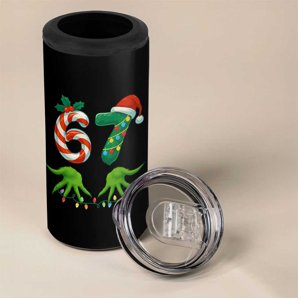 Funny Six Seven Christmas 67 Meme Gen Alpha Slang Elf Hands 4 in 1 Can Cooler Tumbler - Wonder Print Shop
