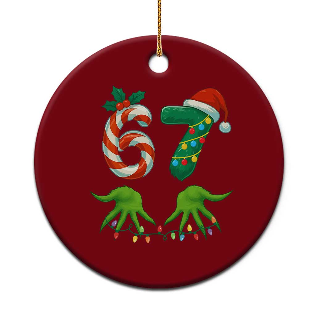 Funny Six Seven Christmas 67 Meme Gen Alpha Slang Elf Hands Ceramic Ornament - Wonder Print Shop