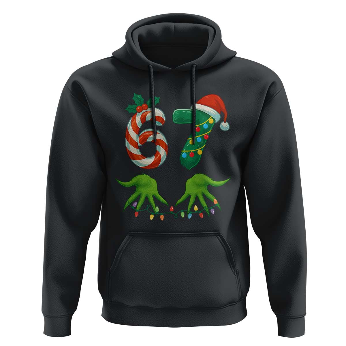 Funny Six Seven Christmas 67 Meme Gen Alpha Slang Elf Hands Hoodie - Wonder Print Shop