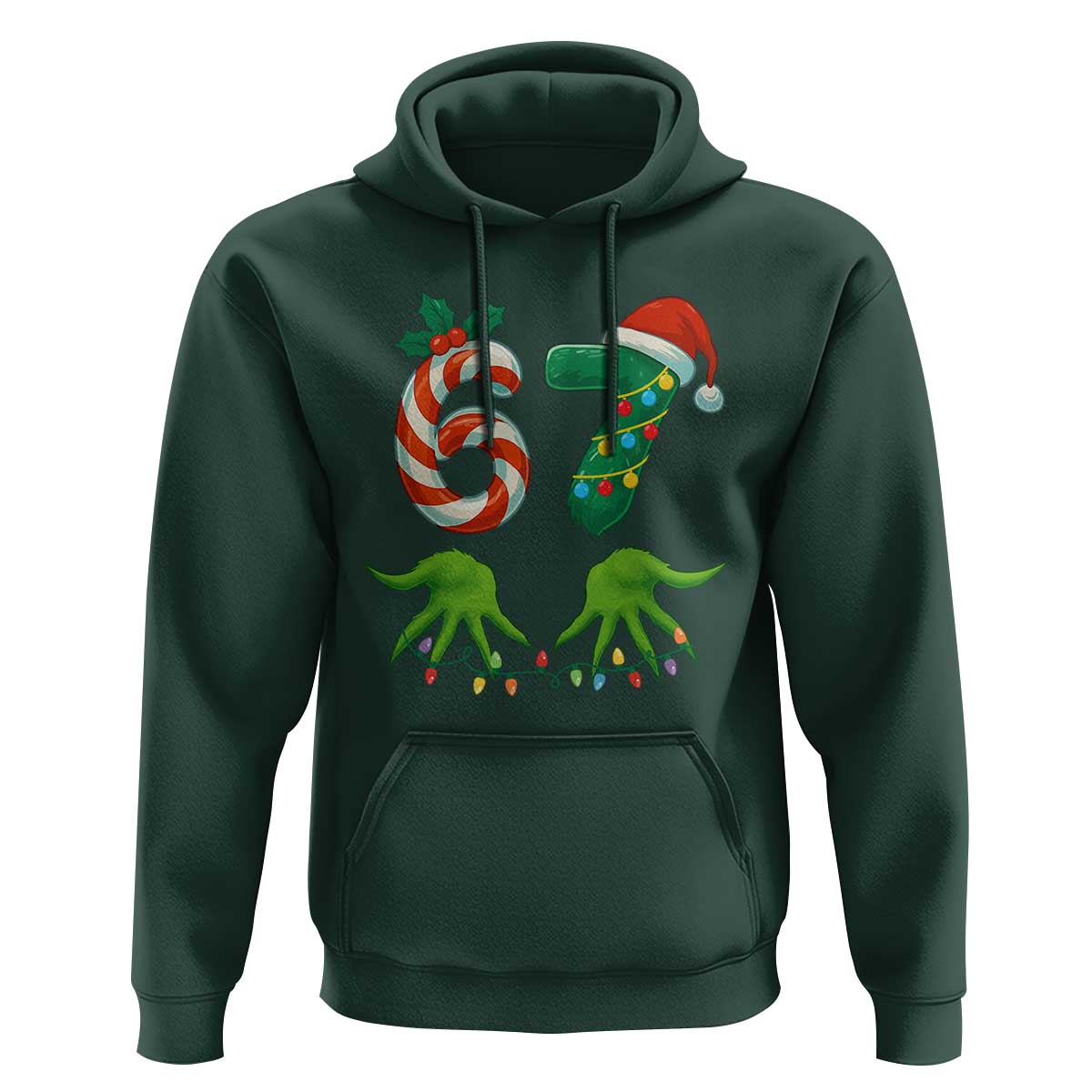 Funny Six Seven Christmas 67 Meme Gen Alpha Slang Elf Hands Hoodie - Wonder Print Shop