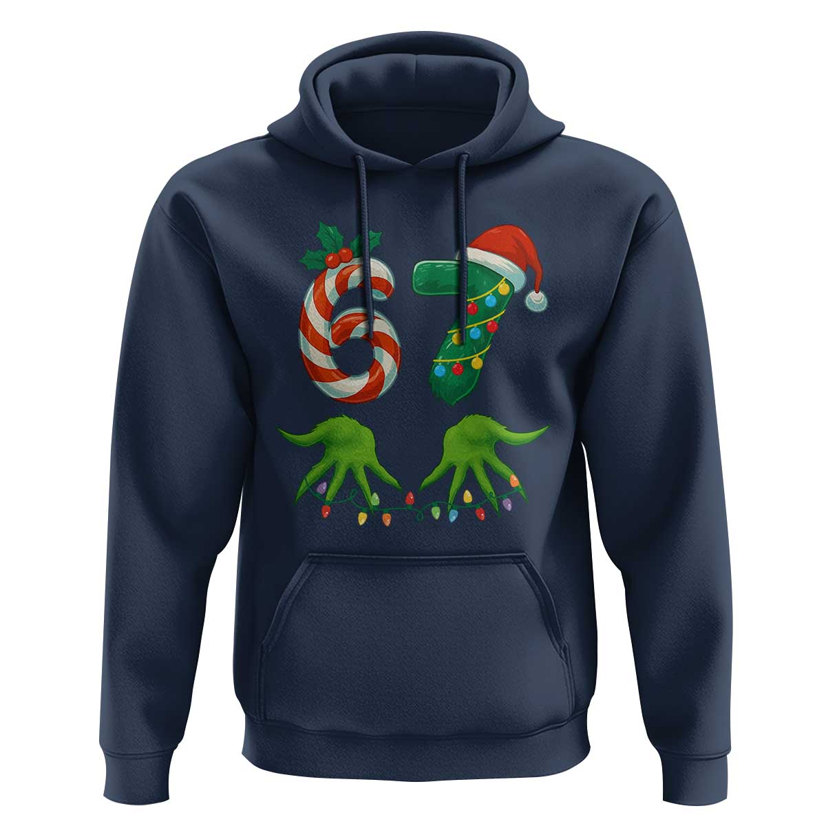 Funny Six Seven Christmas 67 Meme Gen Alpha Slang Elf Hands Hoodie - Wonder Print Shop