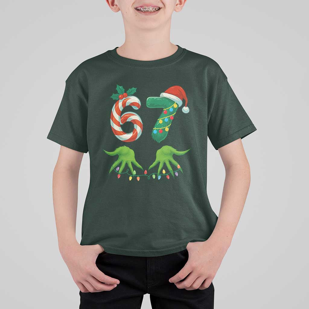 Funny Six Seven Christmas 67 Meme Gen Alpha Slang Elf Hands T Shirt For Kid - Wonder Print Shop