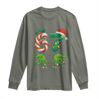 Funny Six Seven Christmas 67 Meme Gen Alpha Slang Elf Hands Long Sleeve Shirt - Wonder Print Shop