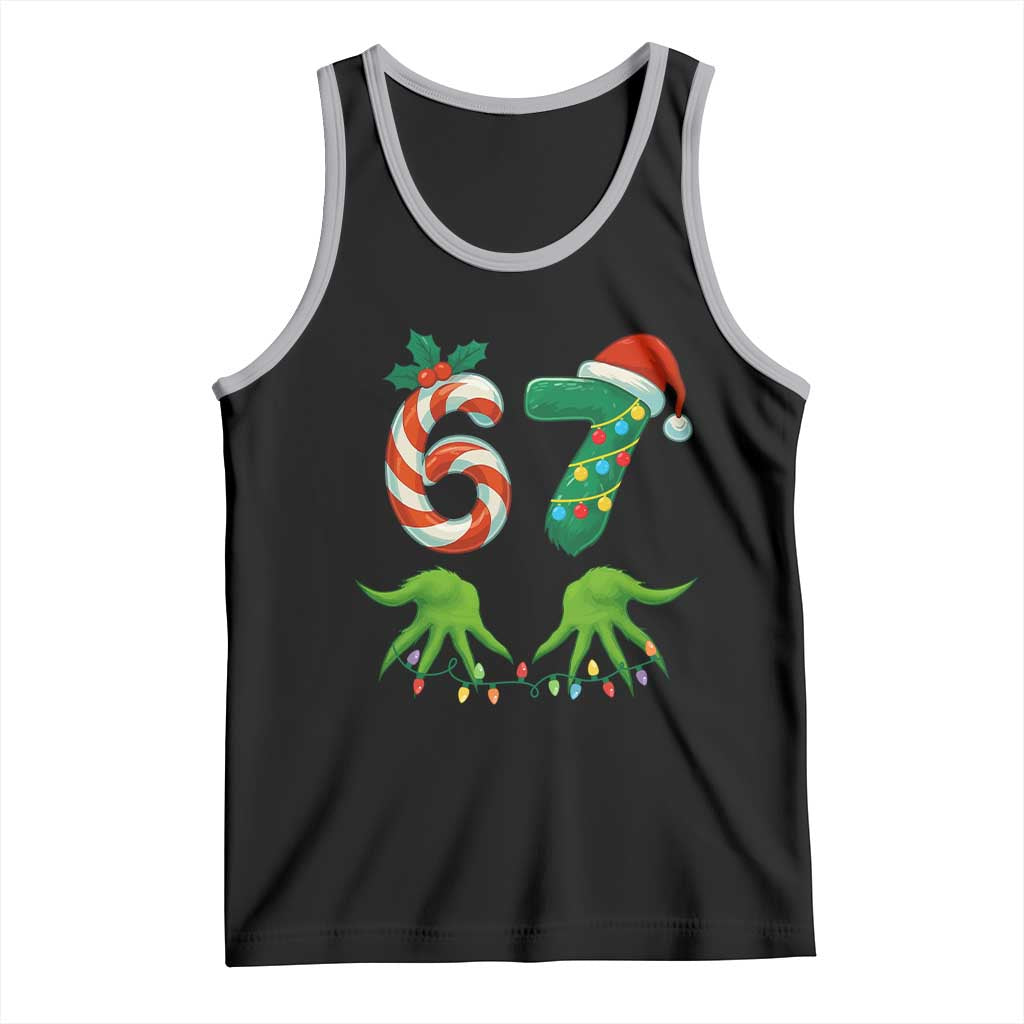 Funny Six Seven Christmas 67 Meme Gen Alpha Slang Elf Hands Tank Top - Wonder Print Shop