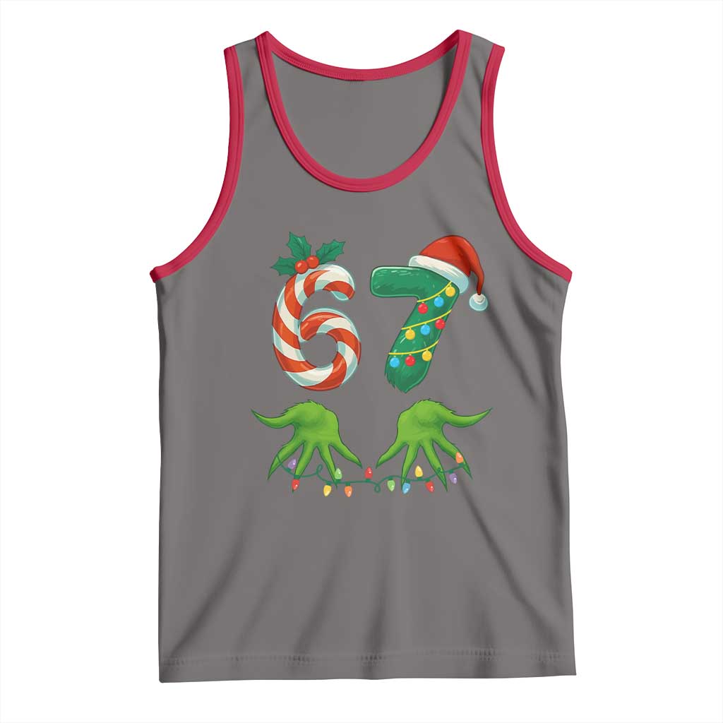 Funny Six Seven Christmas 67 Meme Gen Alpha Slang Elf Hands Tank Top - Wonder Print Shop