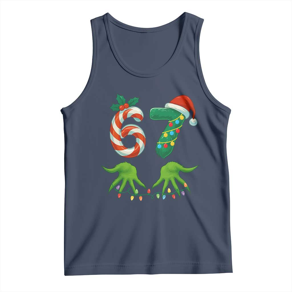 Funny Six Seven Christmas 67 Meme Gen Alpha Slang Elf Hands Tank Top - Wonder Print Shop