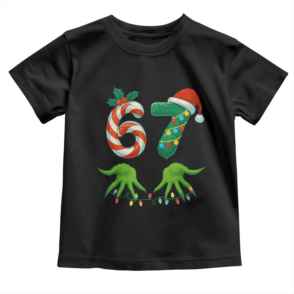 Funny Six Seven Christmas 67 Meme Gen Alpha Slang Elf Hands Toddler T Shirt - Wonder Print Shop