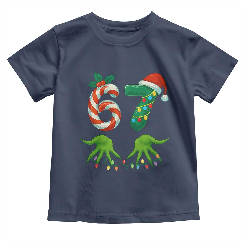 Funny Six Seven Christmas 67 Meme Gen Alpha Slang Elf Hands Toddler T Shirt - Wonder Print Shop