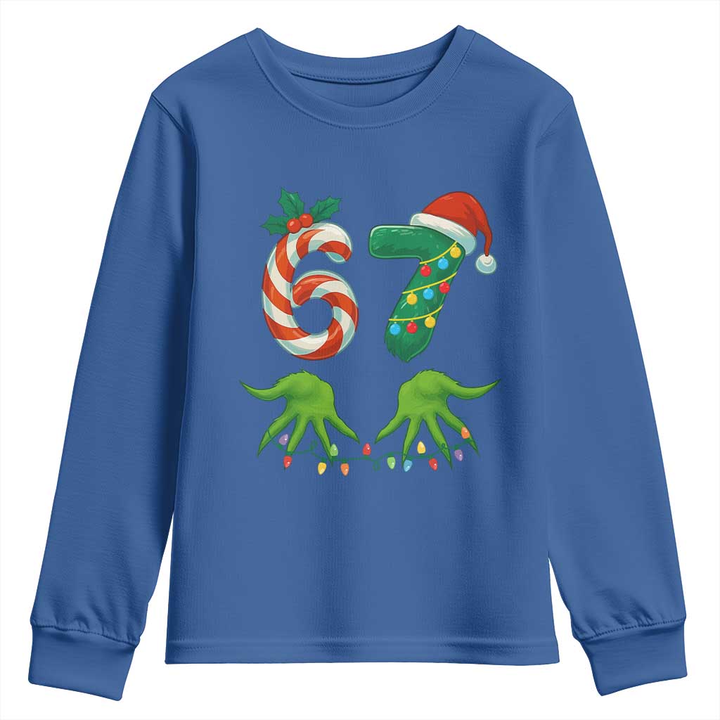 Funny Six Seven Christmas 67 Meme Gen Alpha Slang Elf Hands Youth Sweatshirt - Wonder Print Shop