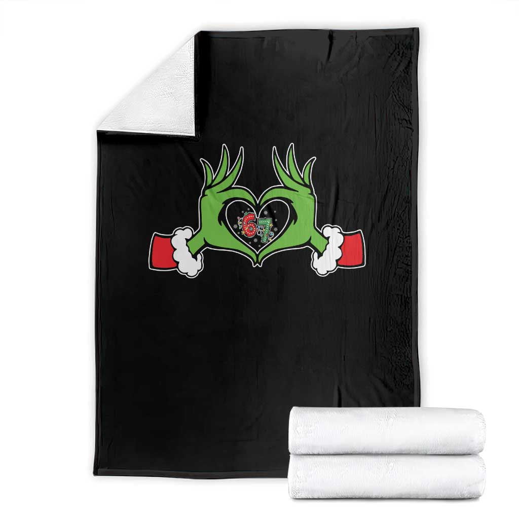 Funny Six Seven Christmas 67 Meme Gen Alpha Elf Heart Hands Throw Blanket - Wonder Print Shop