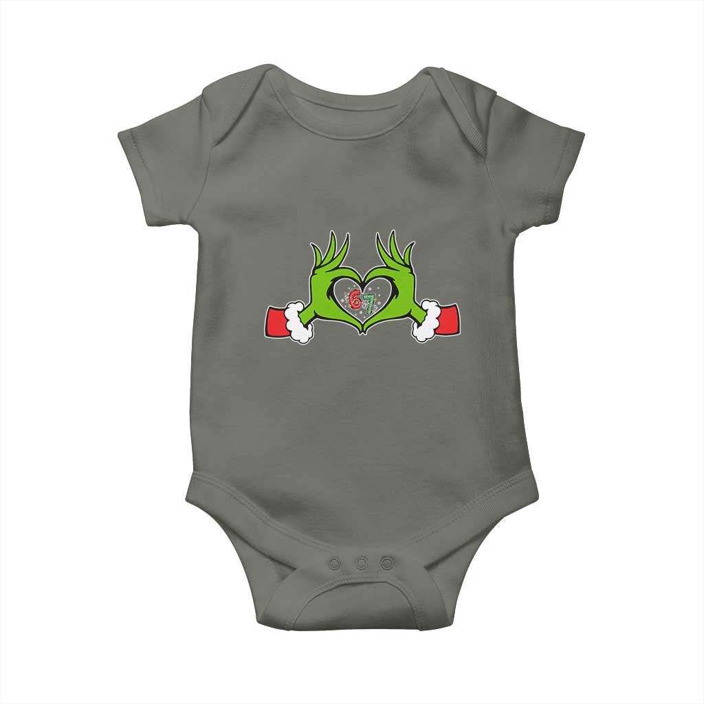 Funny Six Seven Christmas 67 Meme Gen Alpha Elf Heart Hands Baby Onesie - Wonder Print Shop