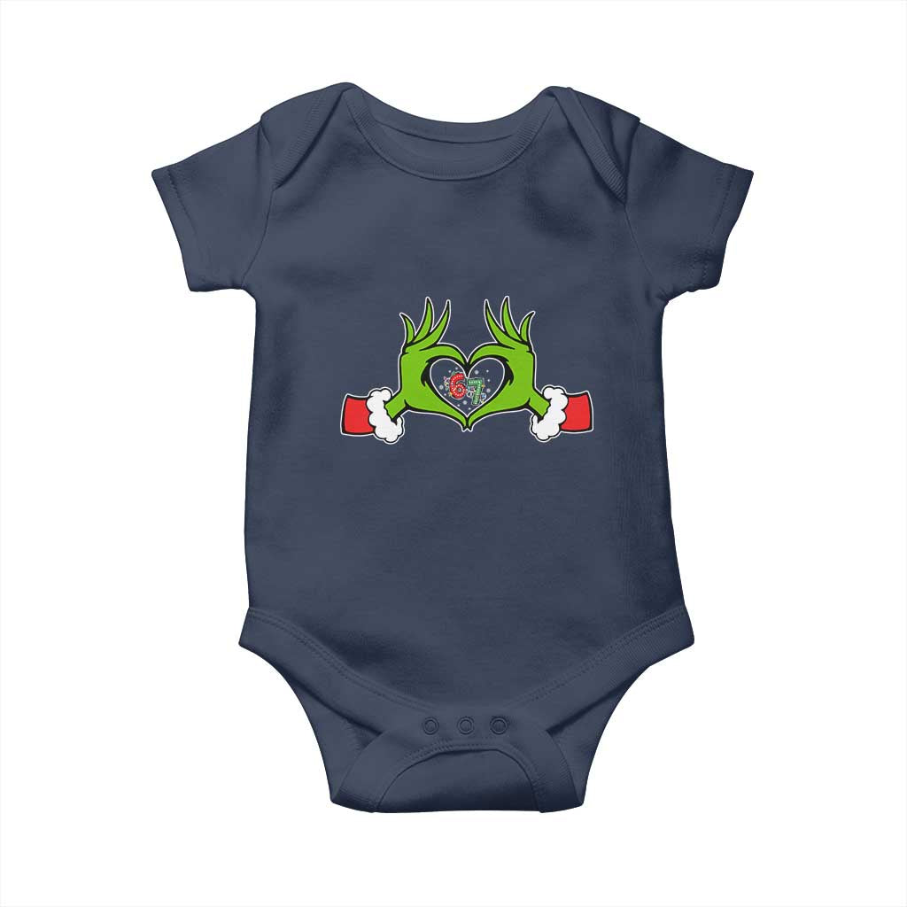 Funny Six Seven Christmas 67 Meme Gen Alpha Elf Heart Hands Baby Onesie - Wonder Print Shop