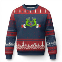 Funny Six Seven Xmas 67 Meme Gen Alpha Elf Heart Hands Ugly Christmas Sweater - Wonder Print Shop