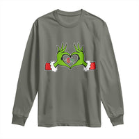 Funny Six Seven Christmas 67 Meme Gen Alpha Elf Heart Hands Long Sleeve Shirt - Wonder Print Shop