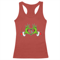 Funny Six Seven Christmas 67 Meme Gen Alpha Elf Heart Hands Racerback Tank Top - Wonder Print Shop